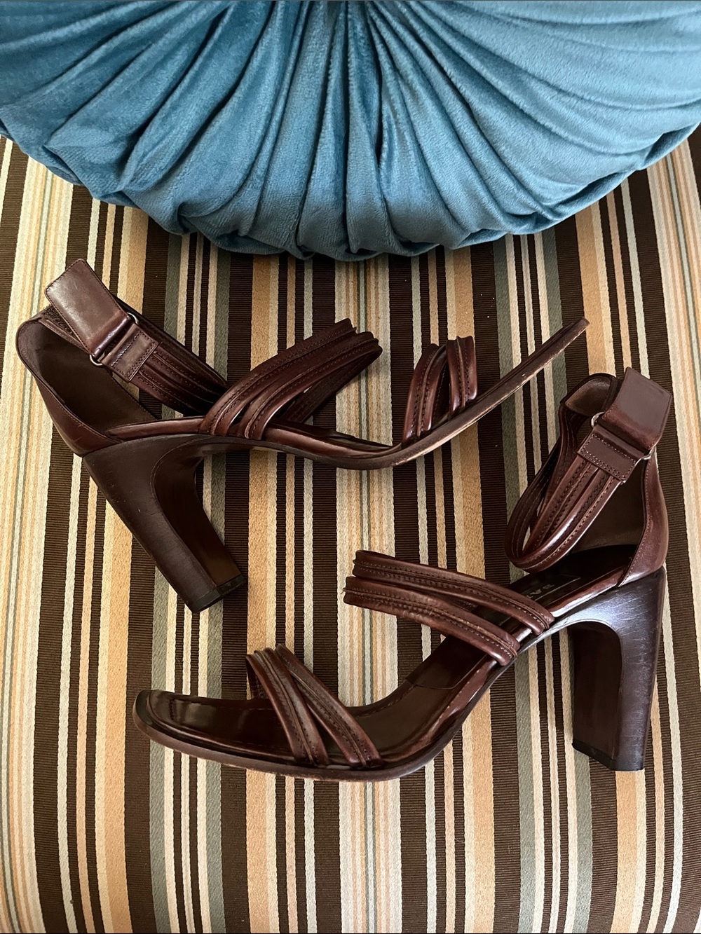 Bally’s os Switzerland Dark Brown Strappy Leather Heeled Sandals